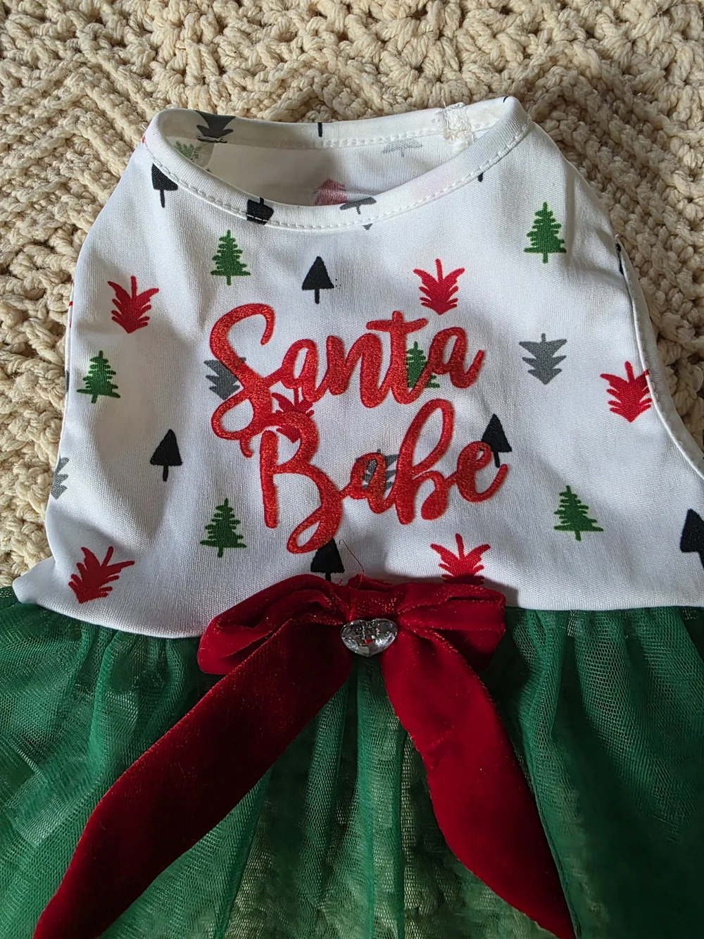 Santa Babe White & Green Holiday Tulle Dress